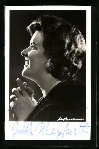 AK Opernsängerin Jutta Meyfarth im Profil, mit original Autograph