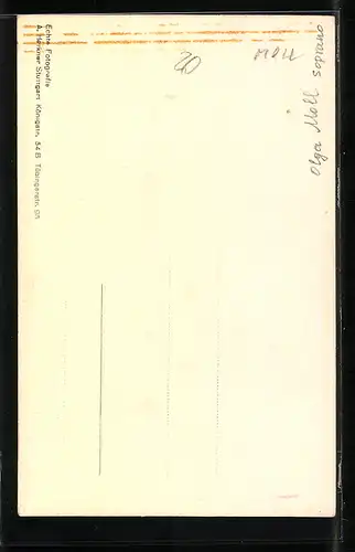 AK Opernsängerin Olga Moll mit original Autograph