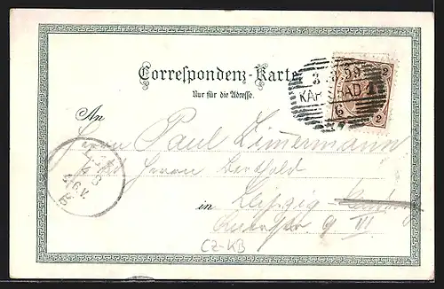 Lithographie Karlsbad, Parkstrasse, Franz-Joseph`s Jöhe, Theater