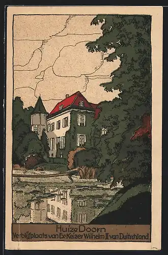 Künstler-AK Doorn, Huize Doorn, Verblyfplaats van Ex-Keizer Wilhelm II. Van Duitschland