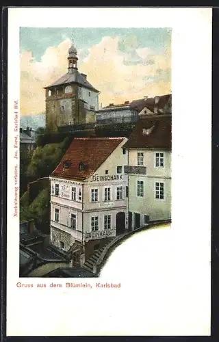 AK Karlsbad, Gasthaus Blümlein