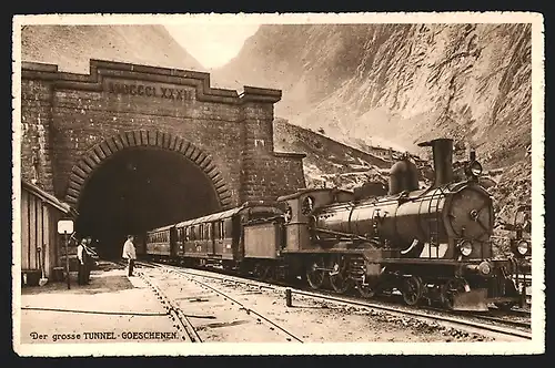 AK Gotthardbahn am grossen Tunnel bei Goeschenen