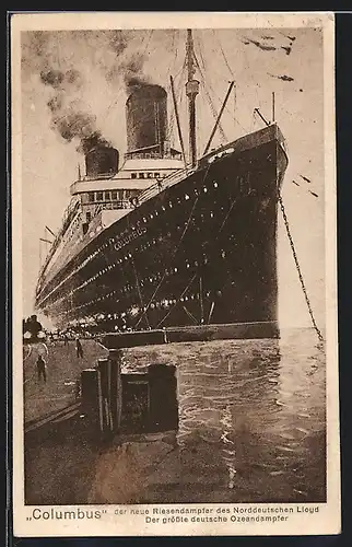AK Riesendampfer Columbus der Norddeutschen Lloyd in Fahrt
