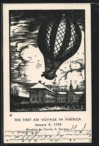 Künstler-AK First Air Voyage in America 1793
