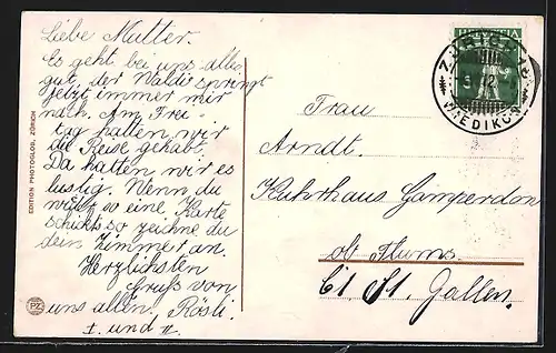 AK Dampfer Stadt Zürich auf dem Zürichsee