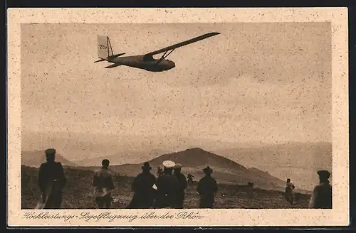 AK Hochleistungs-Segelflugzeug über der Rhön