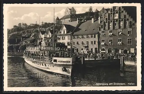 AK Meersburg, Hafen mit Fähre Oesterreich