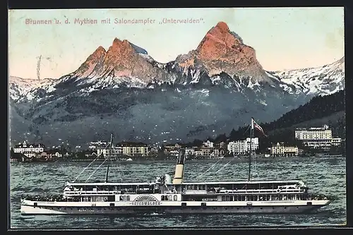 AK Brunnen, Salondampfer Unterwalden u. d. Mythen