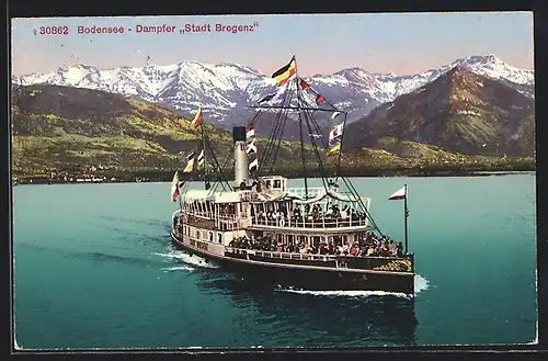 AK Dampfer Stadt Bregenz auf dem Bodensee