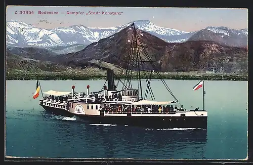 AK Dampfer Stadt Konstanz auf dem Bodensee