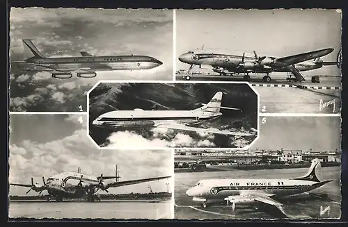 AK Boeing 707, Constellation, Caravelle, Bréguet 761 und Viscount der Air France