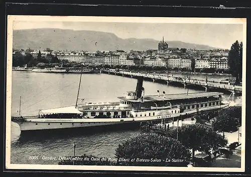 AK Genève, Salondampfer La Suisse bei der Abfahrt