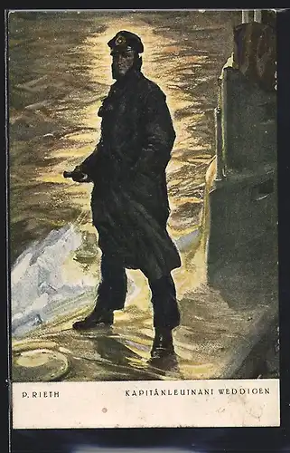 AK Kapitänleutnant Weddigen auf dem Deck eines U-Boots