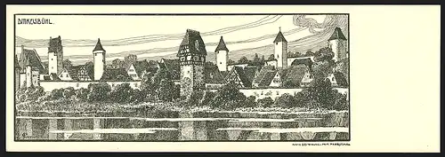 Klapp-AK Dinkelsbühl, Alte Ansicht mit Befestigungsanlagen