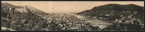 Klapp-AK Heidelberg, Panoramablick auf Stadt und Schloss