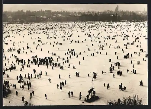 AK Zürich, Gfrörni 1963, Eisläufer