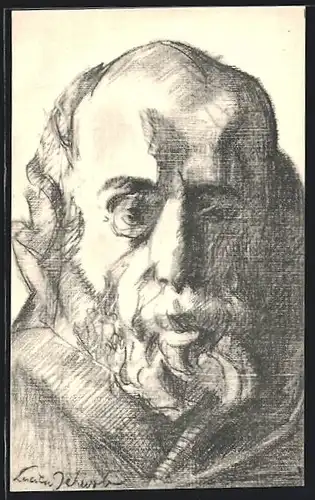 Künstler-AK Chaux-de-Fonds, Jubile des Ecoles Secondaires et du Gymnase 1925, Älterer Mann mit Bart