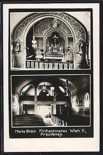 AK Wien-Freudenau, Kirche Maria Grün, Innenansicht, Altar