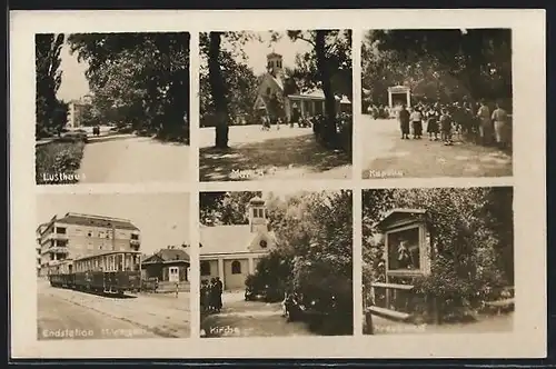 AK Wien, Maria Grün, Lusthaus, Kapelle, Kirche, Kreuzweg