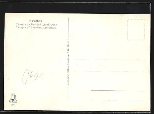 AK Baalbek, Bacchustempel, Architrav