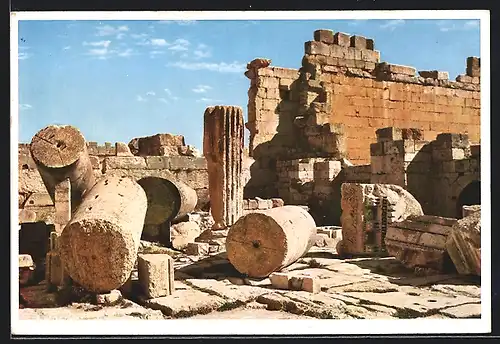 AK Baalbek, Bacchustempel, Ruinen im Vorraum