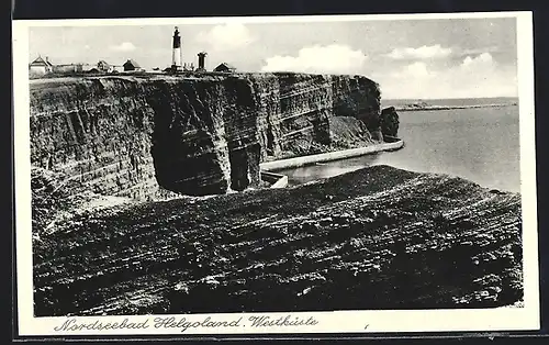 AK Helgoland, Westküste mit Leuchtturm
