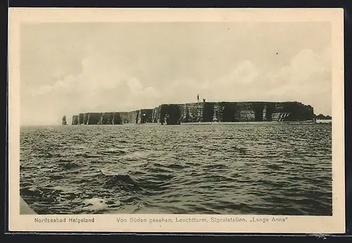 AK Helgoland, Gesamtansicht von Süden, Leuchtturm, Lange Anna