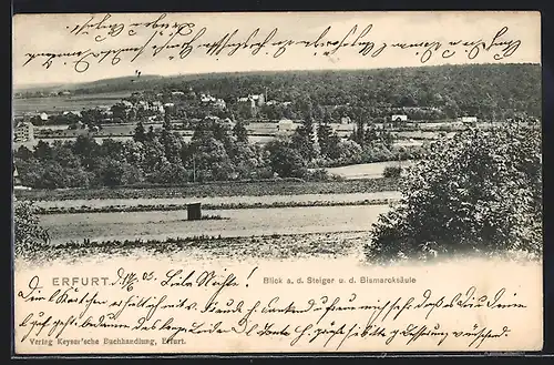 AK Erfurt, Blick a. d. Steiger u. d. Bismarcksäule