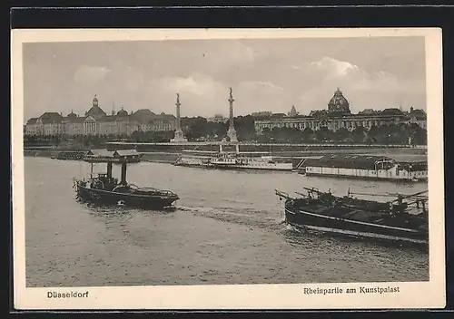 AK Düsseldorf, Rheinpartie am Kunstpalast