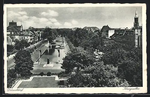 AK Düsseldorf, Königsallee aus der Vogelschau, n