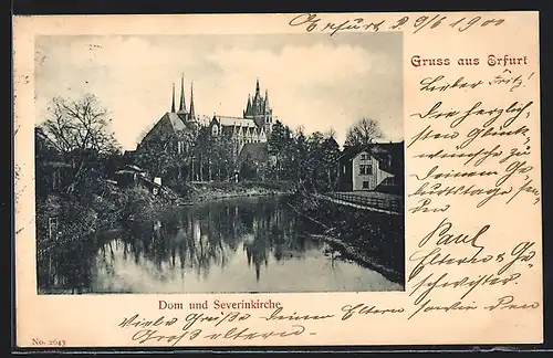AK Erfurt, Blick auf Dom und Severinkirche