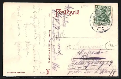 AK Helgoland, Totalansicht mit Hafen u. Dampfern