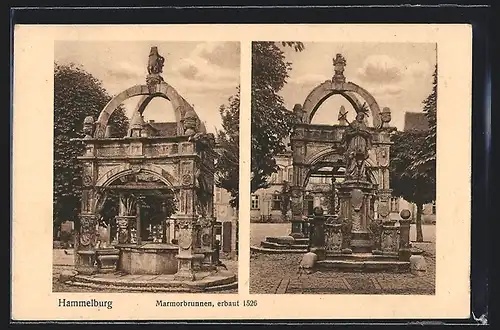 AK Hammelburg, Marmorbrunnen mit Heiligenstatue