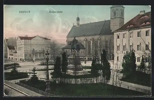 AK Erfurt, Kaiserplatz mit Anlage und Kirche