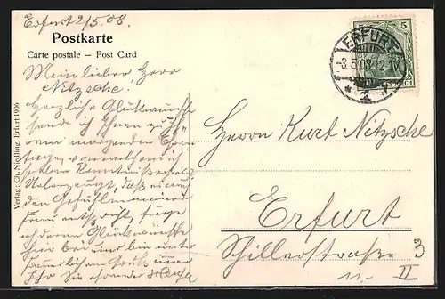 AK Erfurt, Am Kaiserplatz, Denkmal u. Kirche