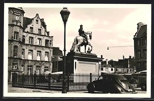 AK Düsseldorf a. Rhein, Denkmal Jan Wellem am Rathaus