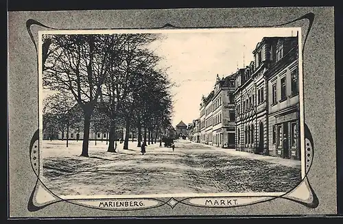 AK Marienberg, Strassenpartie am Markt