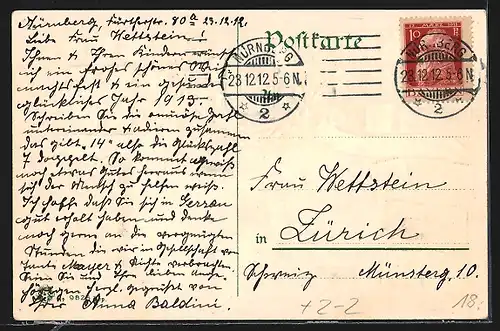 Passepartout-Präge-AK Nürnberg, Heilig-Geist-Spital, Briefmarken und Wappen