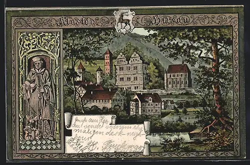 Lithographie Hirsau, Blick auf das Kloster