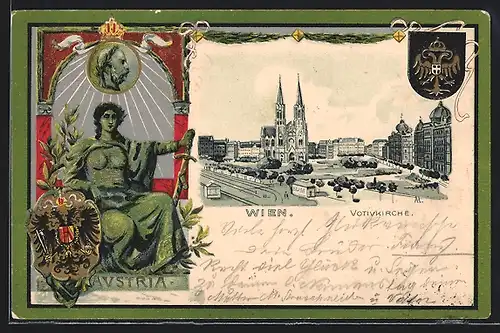 Lithographie Wien, Votivkirche, Wappen