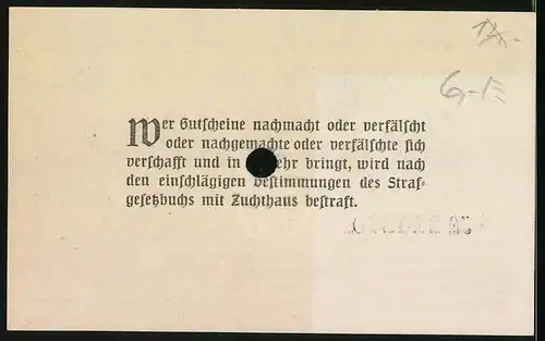Notgeld Mainz 1918, 20 Pfennig, Prägung Stadtwappen