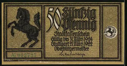 Notgeld Stuttgart 1922, 50 Pfennig, Alter Redoutensaal