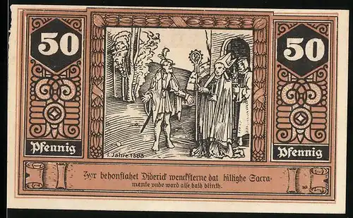 Notgeld Wilsnack 1922, 50 Pfennig, Mann fragt nach heiligem Sacrament
