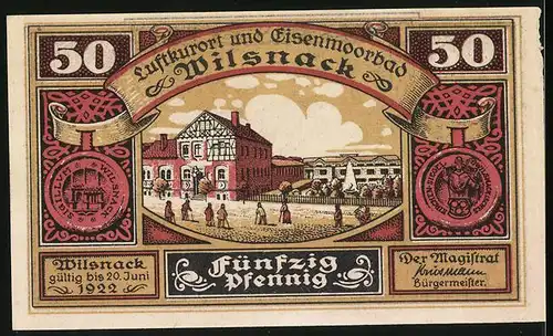 Notgeld Wilsnack 1922, 50 Pfennig, Mann fragt nach heiligem Sacrament