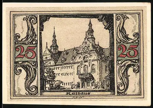 Notgeld Arnstadt 1921, 25 Pfennig, Ansicht vom Rathaus