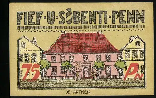 Notgeld Bredstedt 1921, 75 Pfennig, De Apthek, Wappen