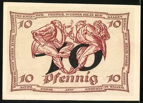 Notgeld Arnstadt 1921, 10 Pfennig, Wucherer u. Schieber