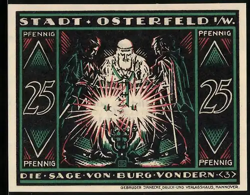 Notgeld Osterfeld i. W. 1921, 25 Pfennig, Die Sage v. Burg Vondern, Priester beim Ritual