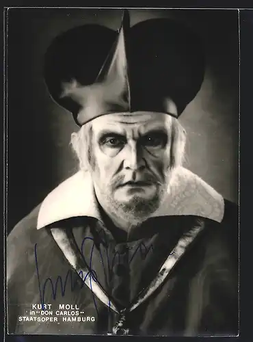 AK Opernsänger Kurt Moll in Don Carlos, mit original Autograph