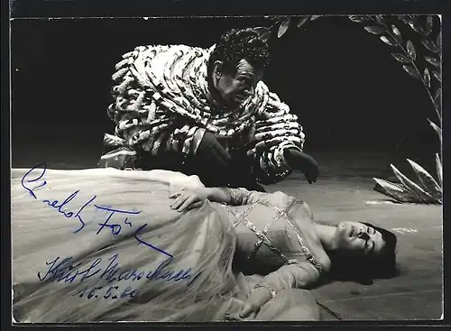 AK Opernsänger Kurt Marschner und Lieselotte Fölser in Sterbeszene, mit original Autograph